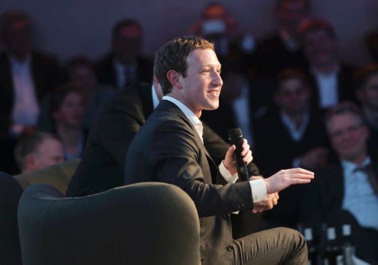 Facebook founder and CEO Zuckerberg delivers a speech at the awards ceremony of the newly established Axel Springer Award in Berlin